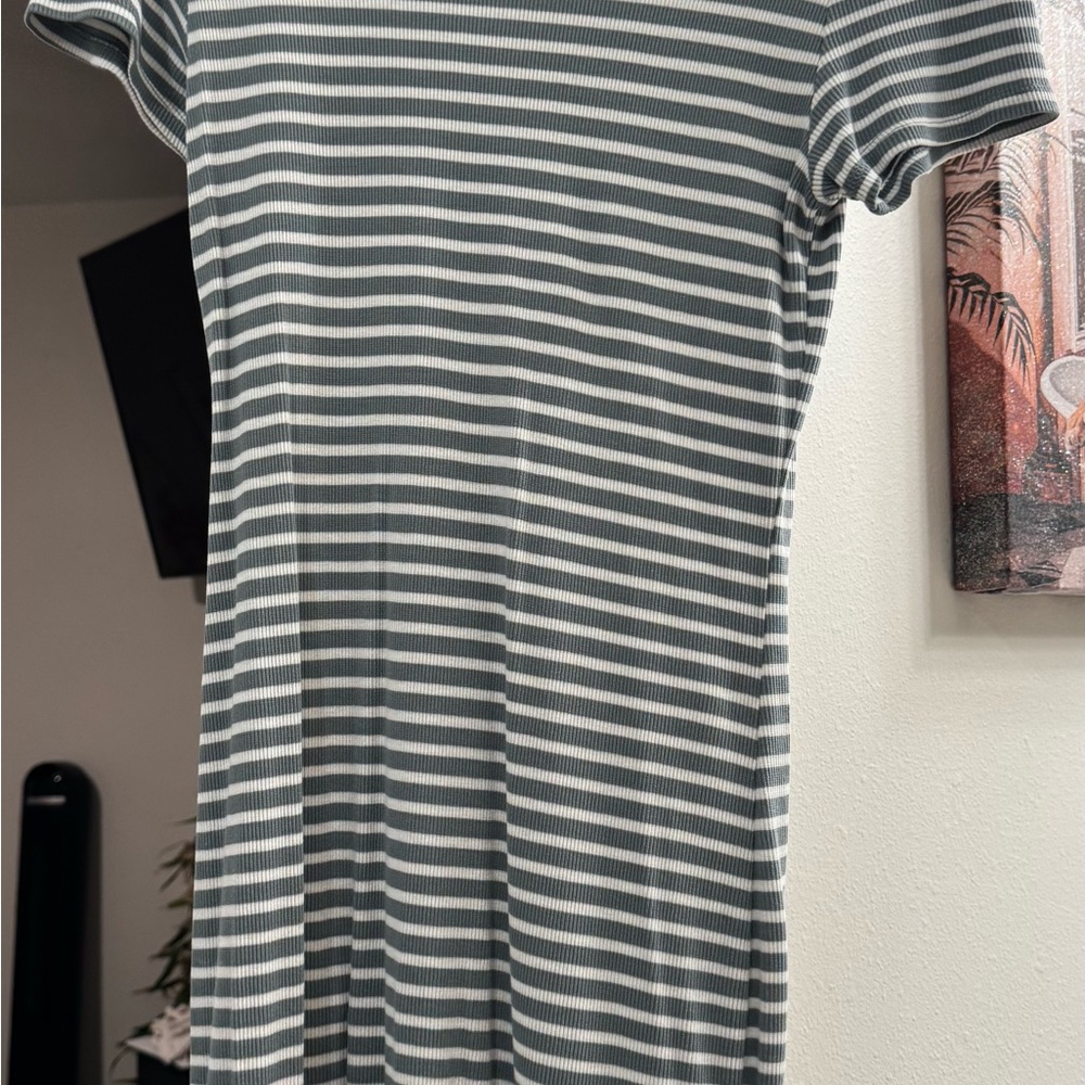 Forever 21 Gray and White Striped Tshirt dress